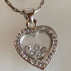 Necklace floating Austrian crystals heart